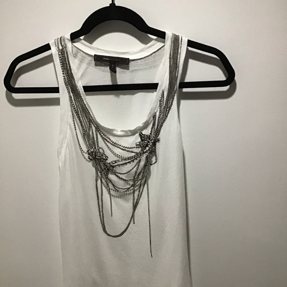 BCBG Maxazria White embellish tunic top